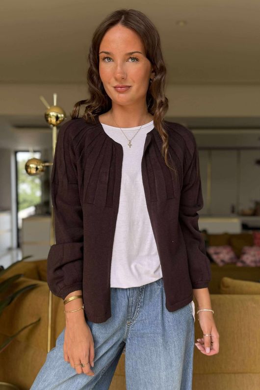 Laundry B Wicklow Fine Knit Throw On Cardigan Chocolate /2 =